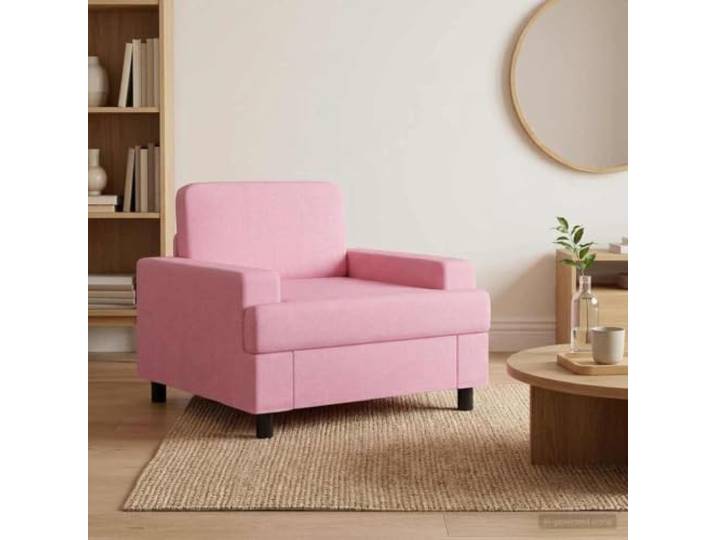 Stoffsessel Rosa mit Metallrahmen und Armlehnen 100 % Polyesterbezug,Boxkissen-Sitz,Schaumstoffpolsterung,Kunststofffüße,Wohn- und Schlafzimmer