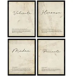 POSTER Set mit 4 Wortdefinitionen Mutter Weißen Nordic A4 Schwarzer Rahmen
