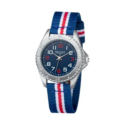 Quarzuhr REGENT, weiß (blau, weiß, rot), Armbanduhren, Kinder, Quarzuhr, Armbanduhr, Kinderuhr, Junge, analog
