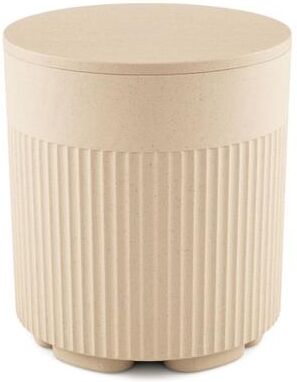 Costway 3-in-1 Outdoor Cooler Side Table with Fluted Design for Deck-Beige