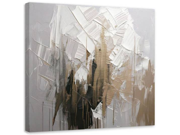 Feeby Leinwandbild Abstraktion Textur Neutrale Farben 50x50cm, Grau, Quadratisch, 50x50 cm, Bilder & Rahmen, Bilder, Leinwandbilder
