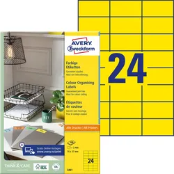 AVERY Zweckform Etiketten 3451 gelb 70,0 x 37,0 mm