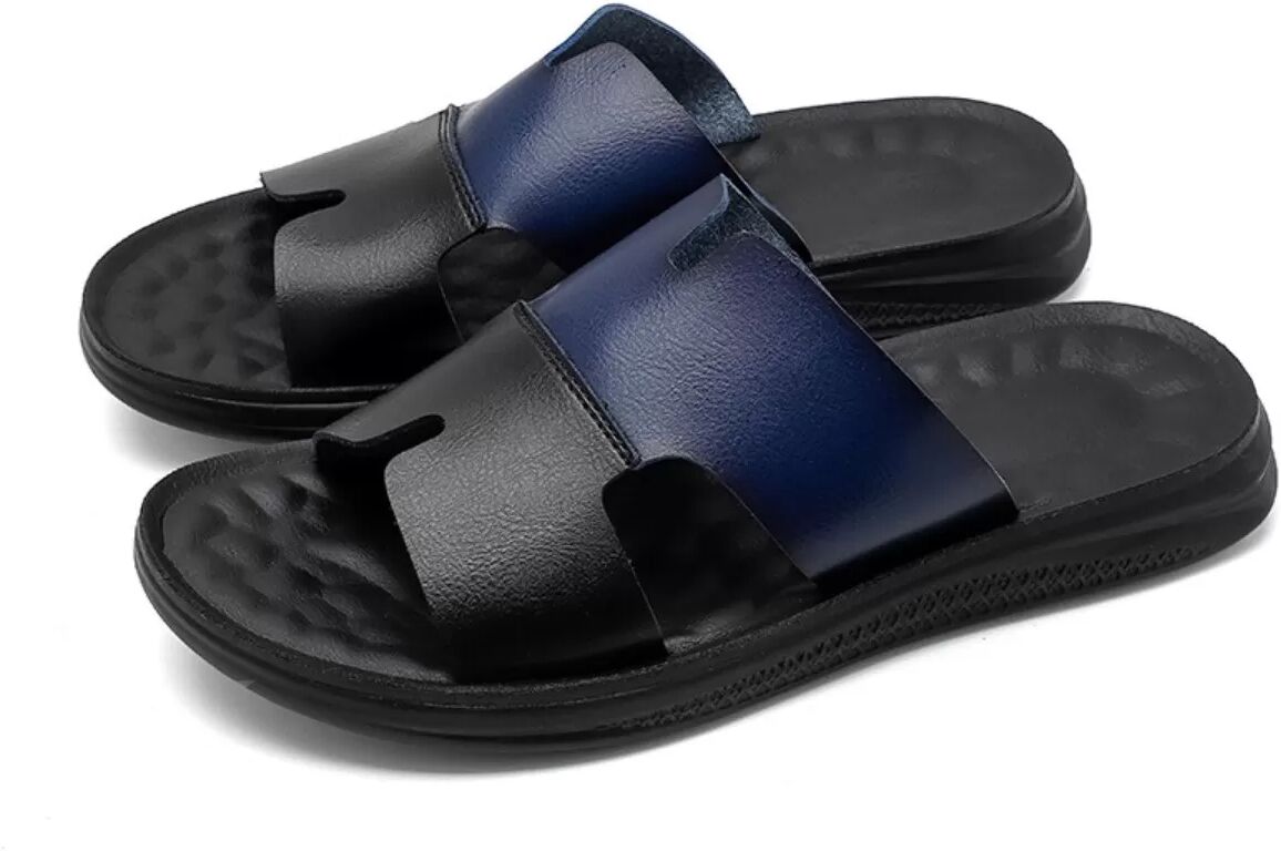 INF Sandales ouvertes en cuir PU pour hommes - Respirantes et confortables Bleu 43