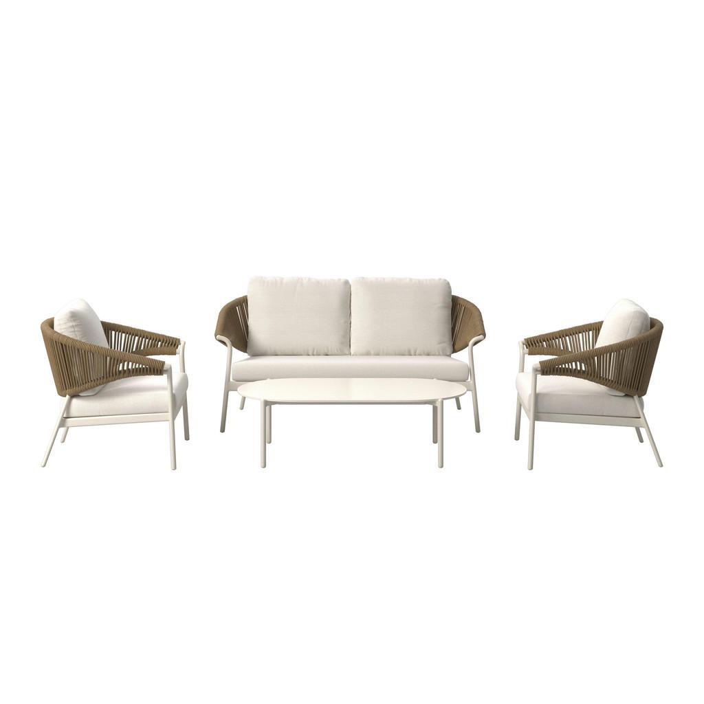 Amatio Gartenmöbel-Set , Naturfarben, Beige , Textil , 4-teilig , Füllung: Schaumstoff,Polyester , Gartenmöbel, Gartengarnituren, Gartenmöbel-Set