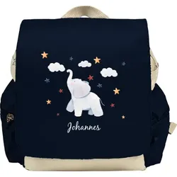 Kinderrucksack personalisierbar im Design "Elefant mit Sternenhimmel" in verschiedenen Farben