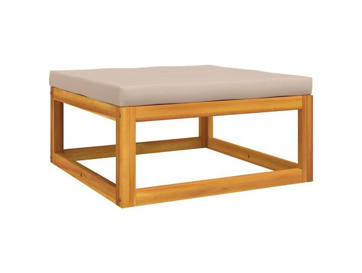 vidaXL Sofaelement Gartenhocker mit Kissen Taupe Massivholz (1 St)