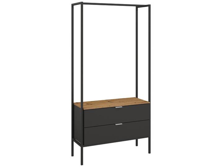 Stylife Garderobe, Graphitfarben, Eiche Artisan, Metall, Holzwerkstoff, 2 Schublade(n) Schubladen, 84x177x42 cm, Blauer Engel, Goldenes M, Made in Germany, Beimöbel erhältlich, stehend, Garderobe, Garderobensets & -serien, Garderoben-Set