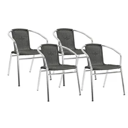 pemora 4-er Set Bistrostuhl Terrassenstuhl Balkonstuhl Aluminium Stapelstuhl Geflecht aus Neoprofil KIR anthrazit