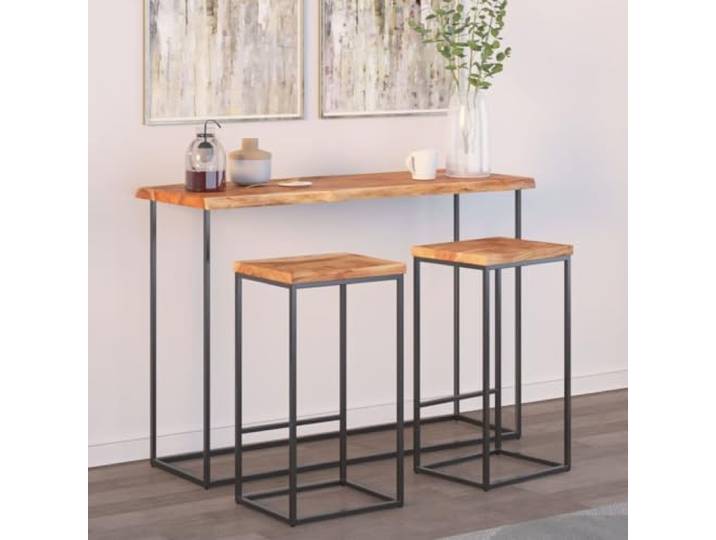 PTUGUOF Tischplatte 110x40x2,5cm Rechteckig Massivholz Akazie Baumkante, Rustikal, Vielseitig, Für Bartisch, Beistelltisch, Möbelprojekte