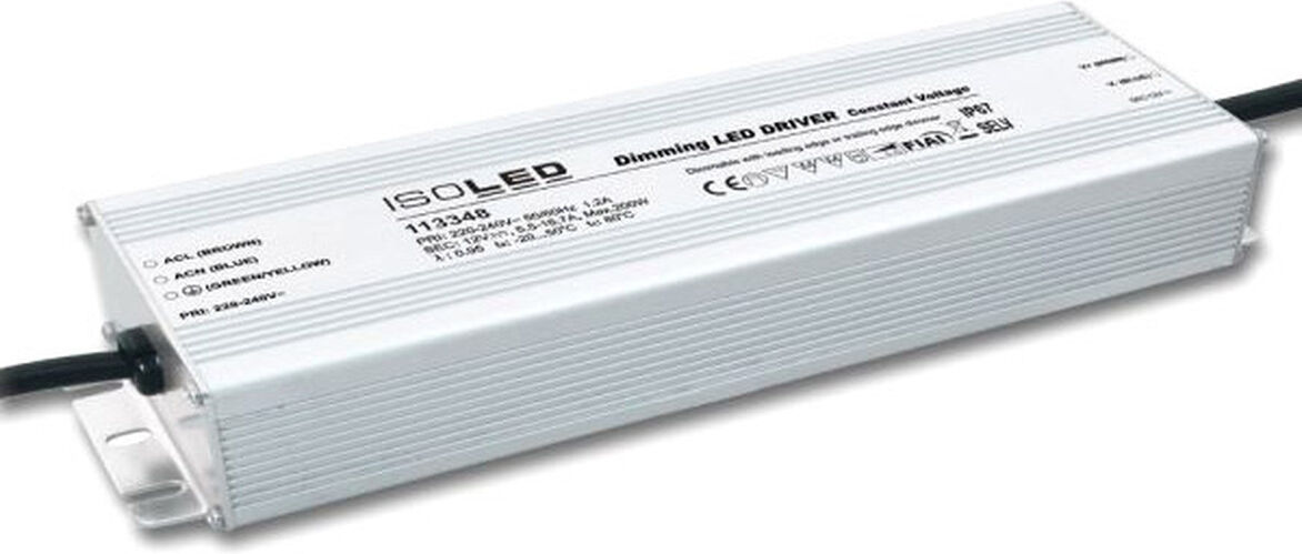 Isoled Led Trafo 12v/dc, 0-200w, Ip67, Dimmbar, Selv
