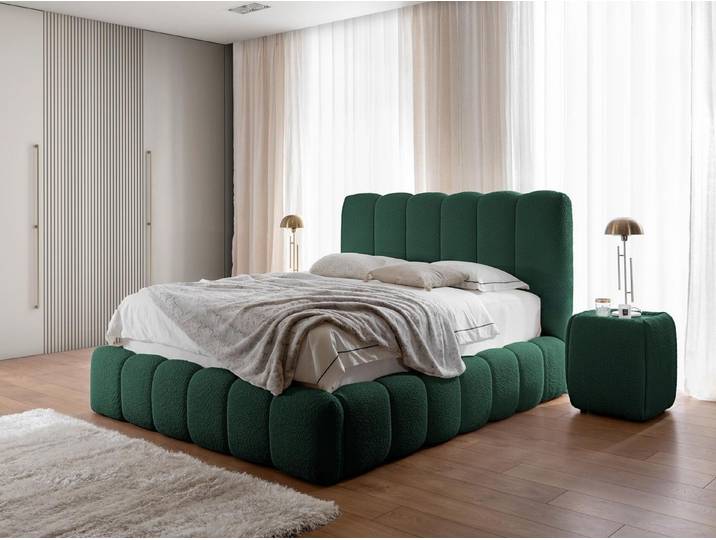 Compleo Polsterbett boucle CONDIS, Wolkenbett, Kopfteilhöhe: 127 cm (exklusives Bett), Nachttische als Option, Bett cloudy, dekorativen Rillen