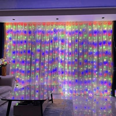 Uplift Picks Remote Control USB Curtain String Lights For Christmas And Parties multicolor 6x3m 600leds