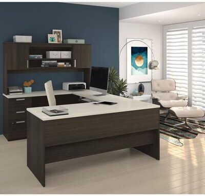 Ridgeley U-Shaped Office Desk with Cabinet and Hutch by Bestar