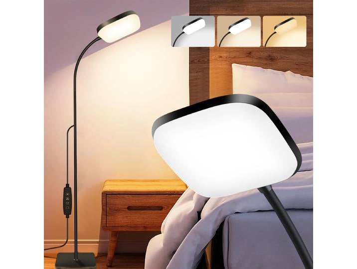 Lampadaire 18W avec commande tactile luminosité réglable 360 ° Lampadaire LED à col de cygne Lampadaire soin des yeux pour le salon
