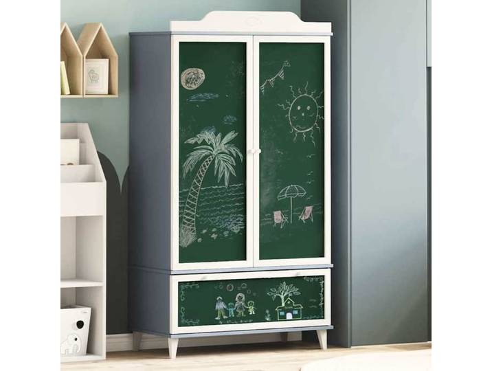 Armoire de rangement Gris - Armoire Tableau Noir ROROS Gris et blanc 90x45x165 cm A15710