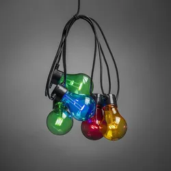 Konstsmide Ganzjahresbeleuchtung  LED Biergartenkette Timer 5bunte Birnen 40 warmweiß