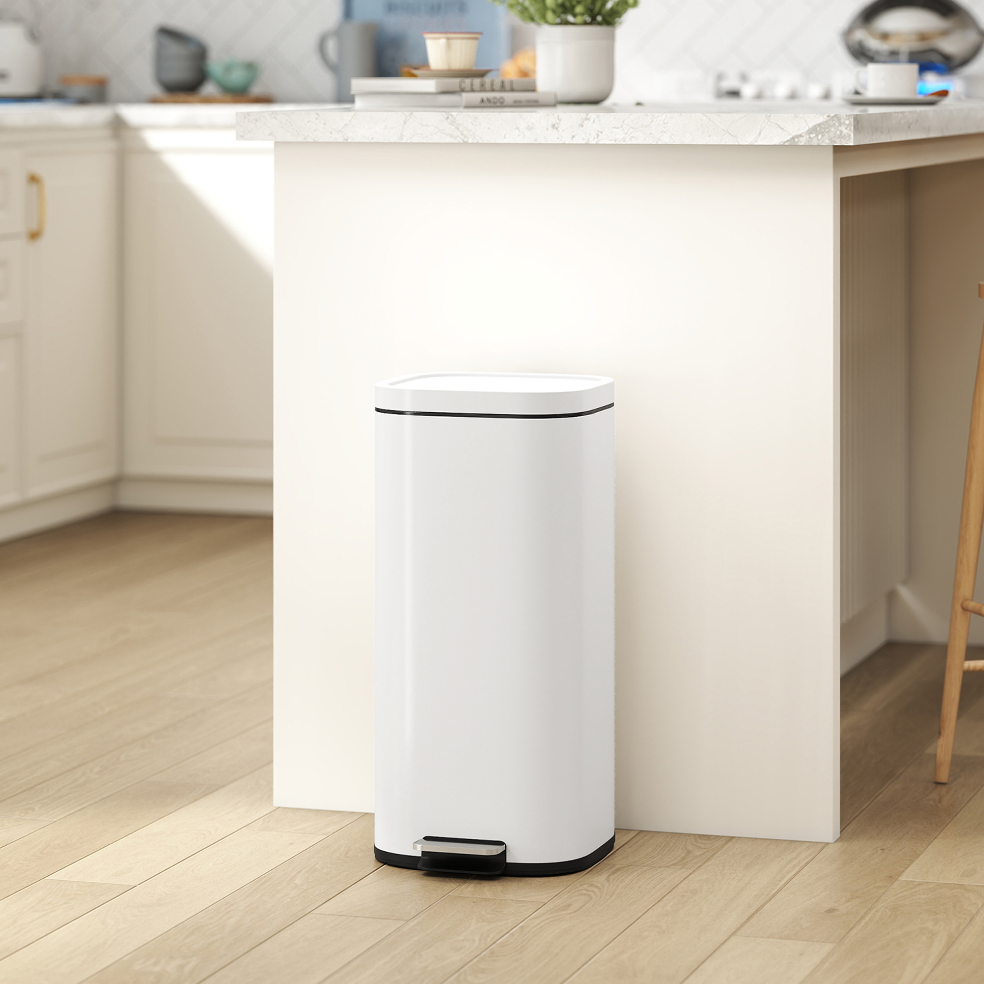 Homcom Pattumiera da cucina 30 L a pedale con coperchio soft-close e fermo apertura   Aosom Italy