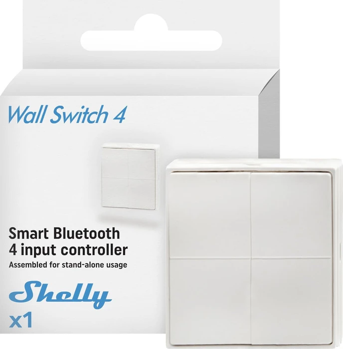 Shelly BLU Wall switch 4 ZB (Stand Alone) - Batteriebetriebener Bluetooth- und Zigbee-Wandschalter zur Aufputzmontage