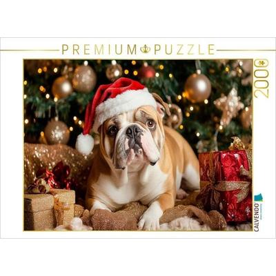 CALVENDO Puzzle Englische Bulldogge im Weihnachtszauber | 2000 Teile Lege-Größe 90x67cm Foto-Puzzle für glückliche Stunden, von , Calvendo Puzzle