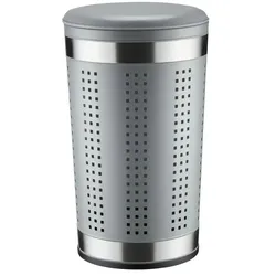 KHG Sitz-Wäschetonne "Henry"   ¦ grau ¦ Metall,Kunstleder,MDF-Platte ¦ Maße (cm): H: 62  Ø: 35.0