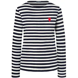 Tchibo - Gestreiftes Langarmshirt mit Stickerei - Damen - Gr. XL - dunkelblau/gestreift