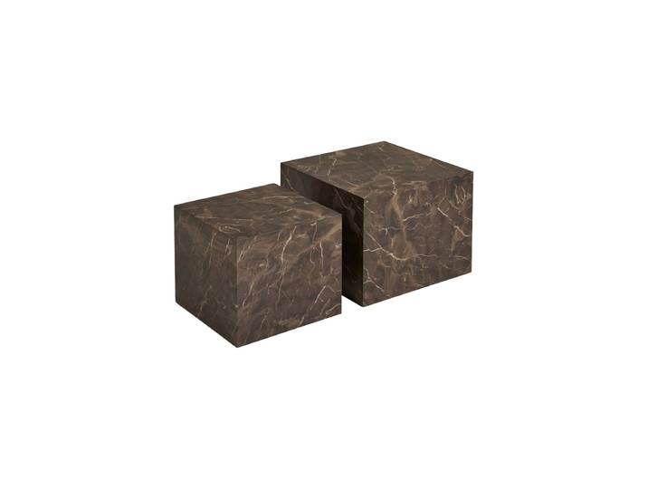 2-teiliges Design Couchtisch-Set „Prag“ Marmorlook Braun Nordic Living
