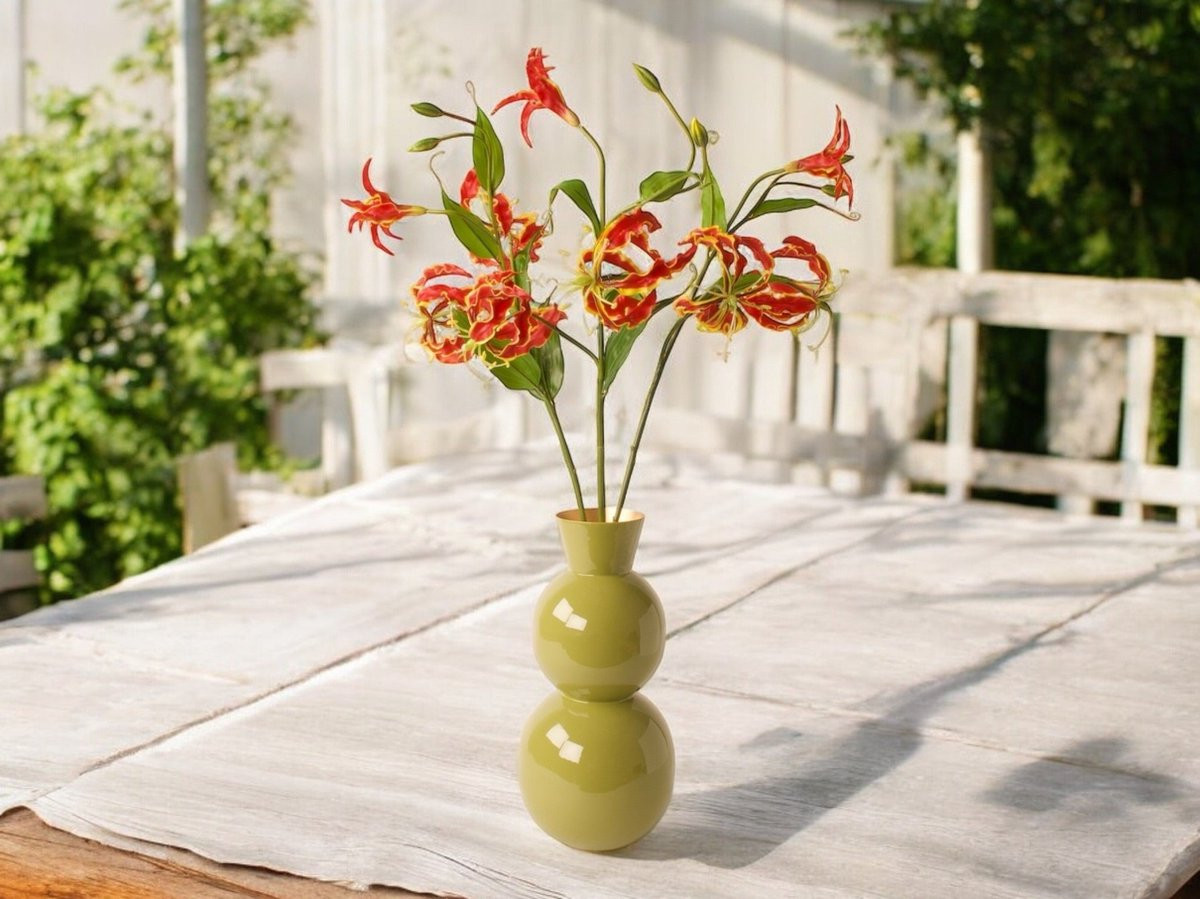 WinQ Kunstbloem Gloriosa Rood met 3 takken van zijde