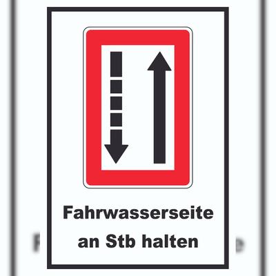 HB-Druck Fahrwasserseite an Steuerbordbord halten Symbol und Text A5 (148x210mm)