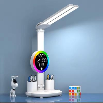 Uplift Essentials Rechargeable LED Table Lamp With Clock And Fan c Charging Model