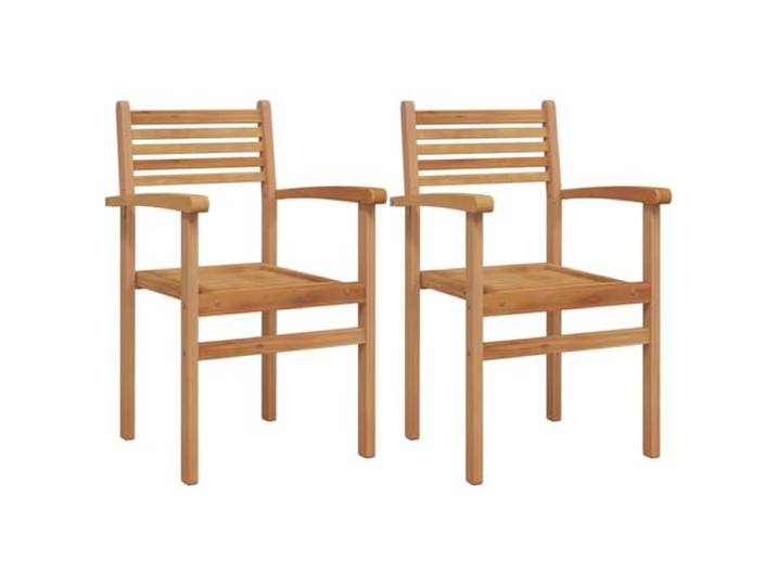 KUTYWEXFM 2er Set Essstühle Massivholz Teak Armlehnenstuhl Braun Robuste Sitzmöbel mit bequemen Armlehnen für Terrasse, Balkon und Veranda, ideal für gemütliche Abende im Freien.