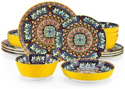 vancasso SIMI 16-piece Bohemian Porcelain Pattern Dinnerware Set