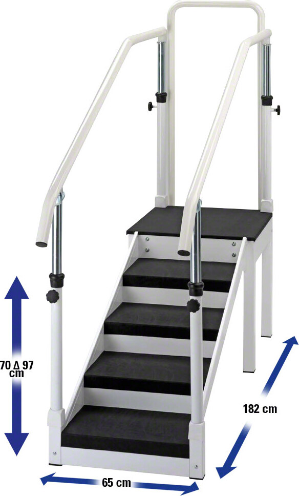 Übungstreppe mit verstellbarem Handlauf, Single Ausführung, Reha Sport, Fitness