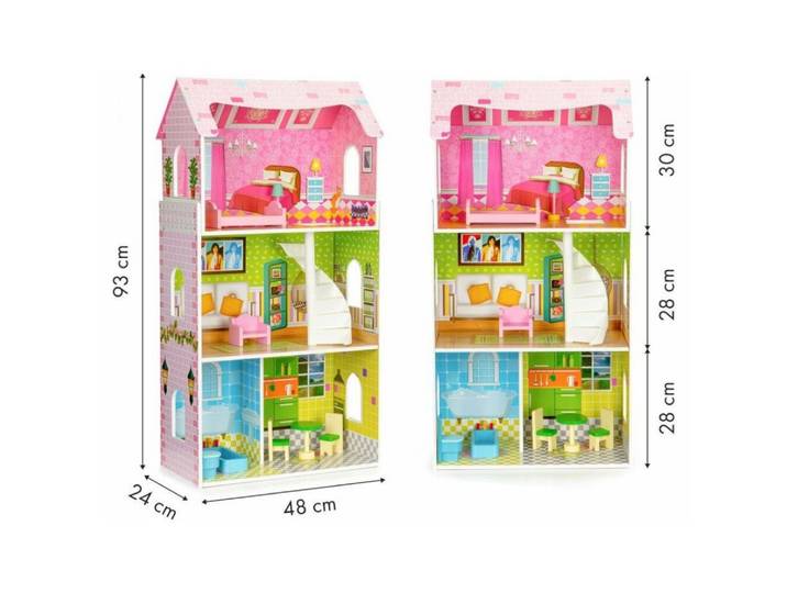 ECOTOYS Puppenhaus Puppenhaus mit Möbel Mint Residenz