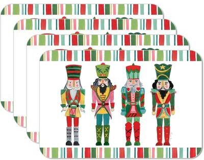 CounterArt Nutcrackers 4 Pack Reversible Easy Care Flexible Plastic Placemats Made in The USA BPA Free Easily Wipes Clean