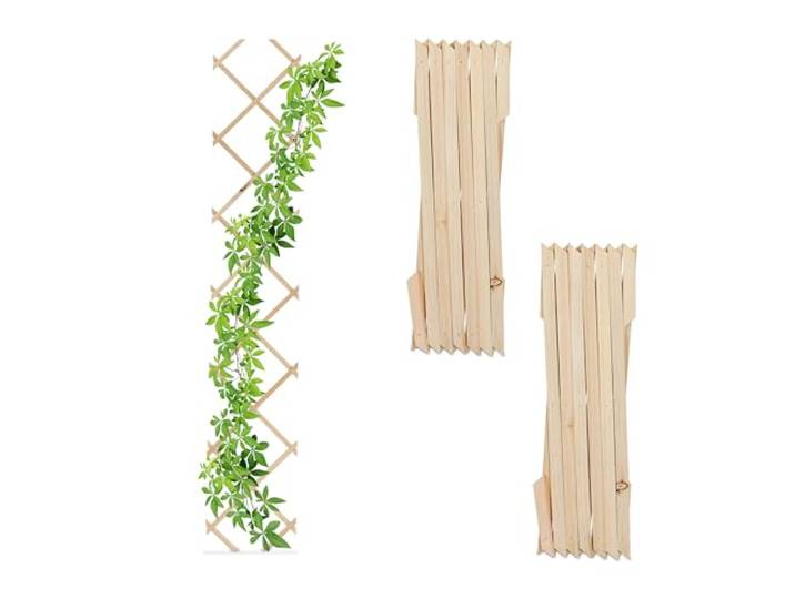 Relaxdays Tuteur à tomates\, en lot Pratique de 3\, Extensible\, Bois de Sapin\, pour Le Mur\, 180 x 30 cm\, Nature