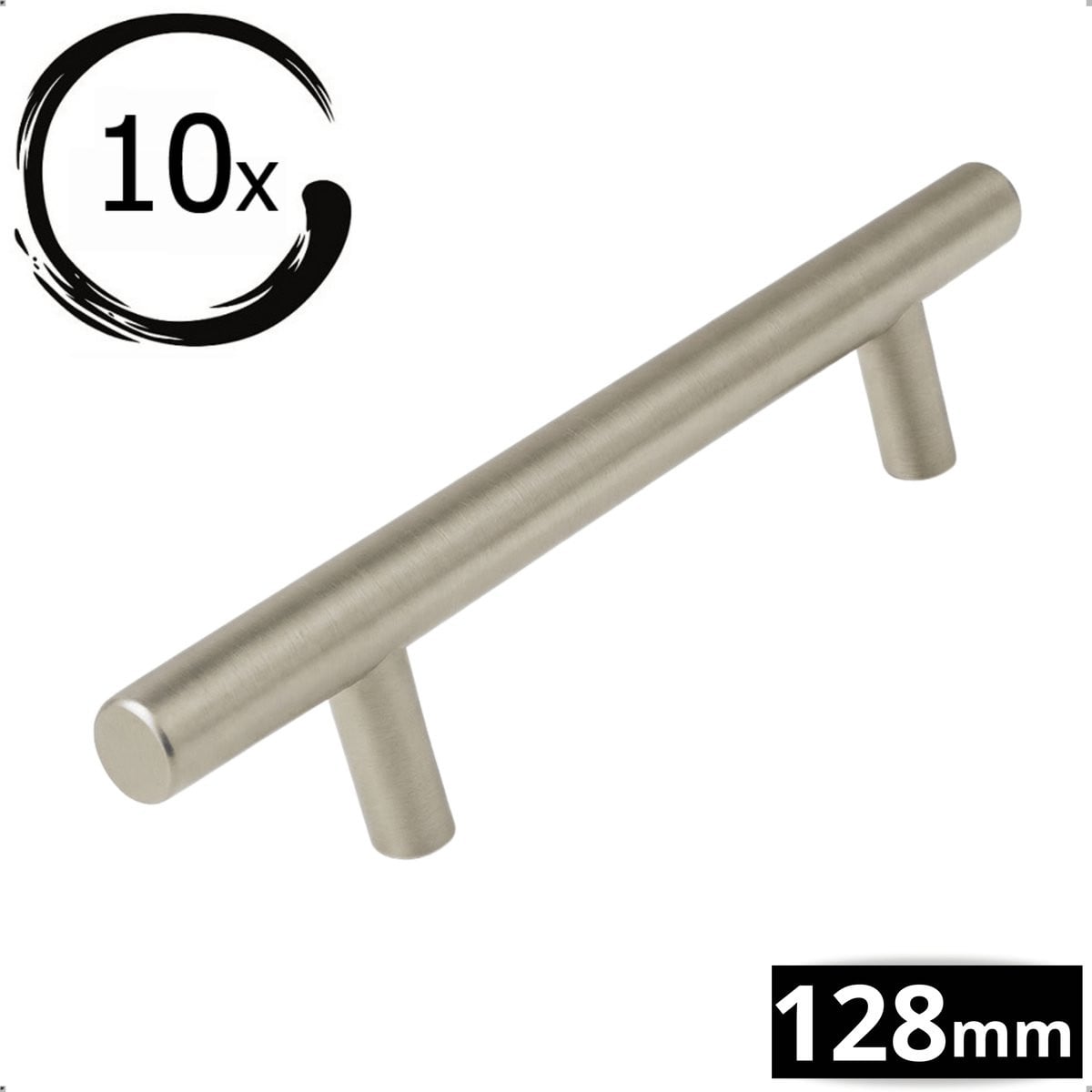 10x Denver Handgrepen Zwart RVS - Boormaat 128mm