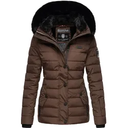 NAVAHOO Damen Warme Steppjacke Winterjacke mit weicher Kunstfell-Kapuze Milianaa