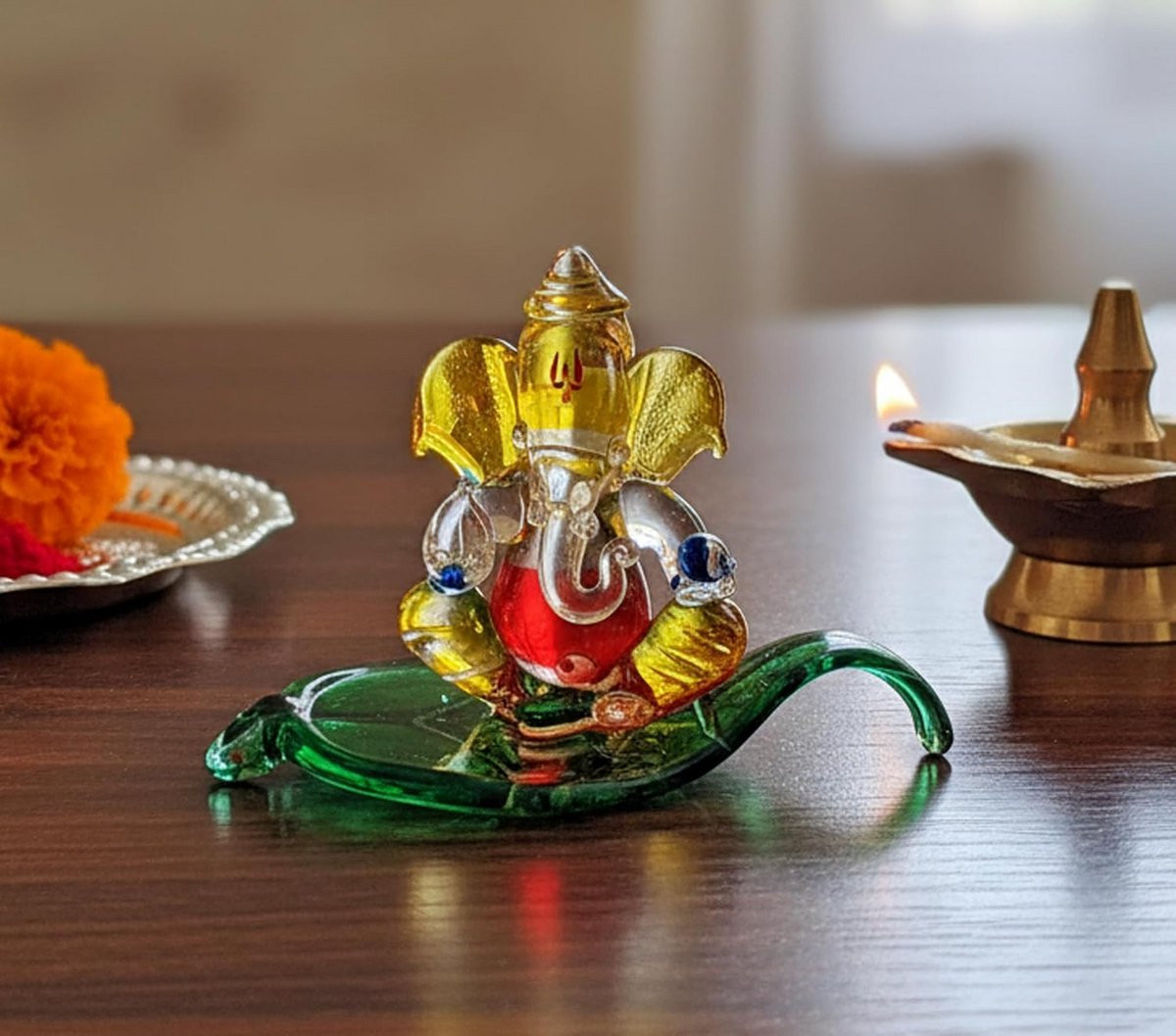 Ganesha Ganesh Murti Kristalglas Beeldje voor Dashboard of Woondecoratie