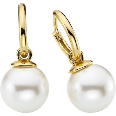 Paar Creolen FIRETTI "Schmuck Geschenk Silber 925 Ohrschmuck Ohrringe", gold (gelbgoldfarben, weiß), Ohrringe, Damen, 12mm, Perlen Silber 925 (Sterlingsilber), Perlen, Silber 925 (Sterlingsilber), mit Perle (synth.) - Einhänger abnehmbar