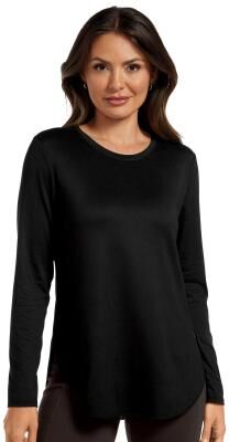 Skechers Women's GO DRI Swift Long Sleeve Tunic Crew Athletic in Black, Size Medium, Polyester/Spandex