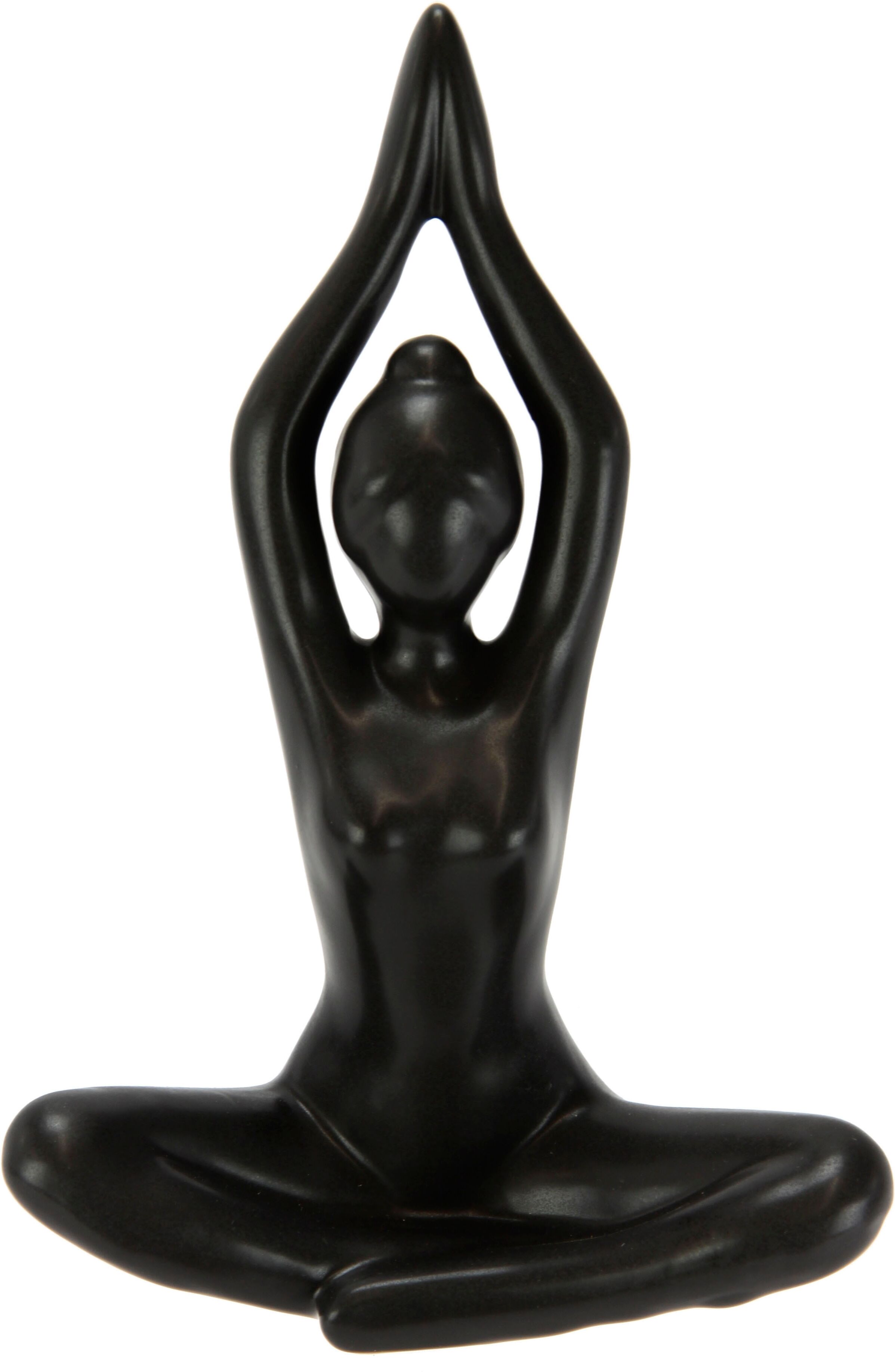 Dekofigur I.GE.A. "Yoga-Frau", schwarz, B:16cm H:17cm, Keramik, Dekofiguren, Dekofigur, 2er Set, Yogafigur, Yogaskulptur schwarz B/H/T: 16cm x 17cm