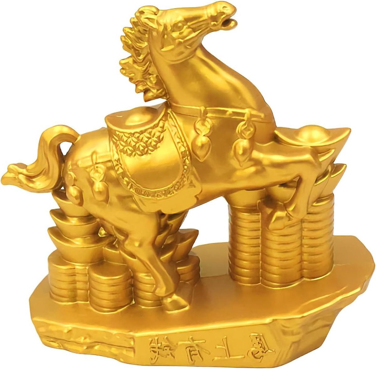 Elegant gouden paardstandbeeld van metaal voor als bureauornament of woondecoratie