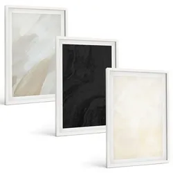 BILDER SET 3er Set - 40x60 cm Weißer Rahmen - Strukturen schattieren Minimalismus