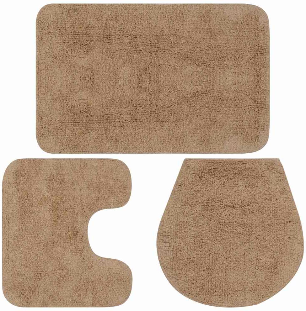 vidaXL Jeu de tapis de salle de bain 3 pcs Tissu Beige
