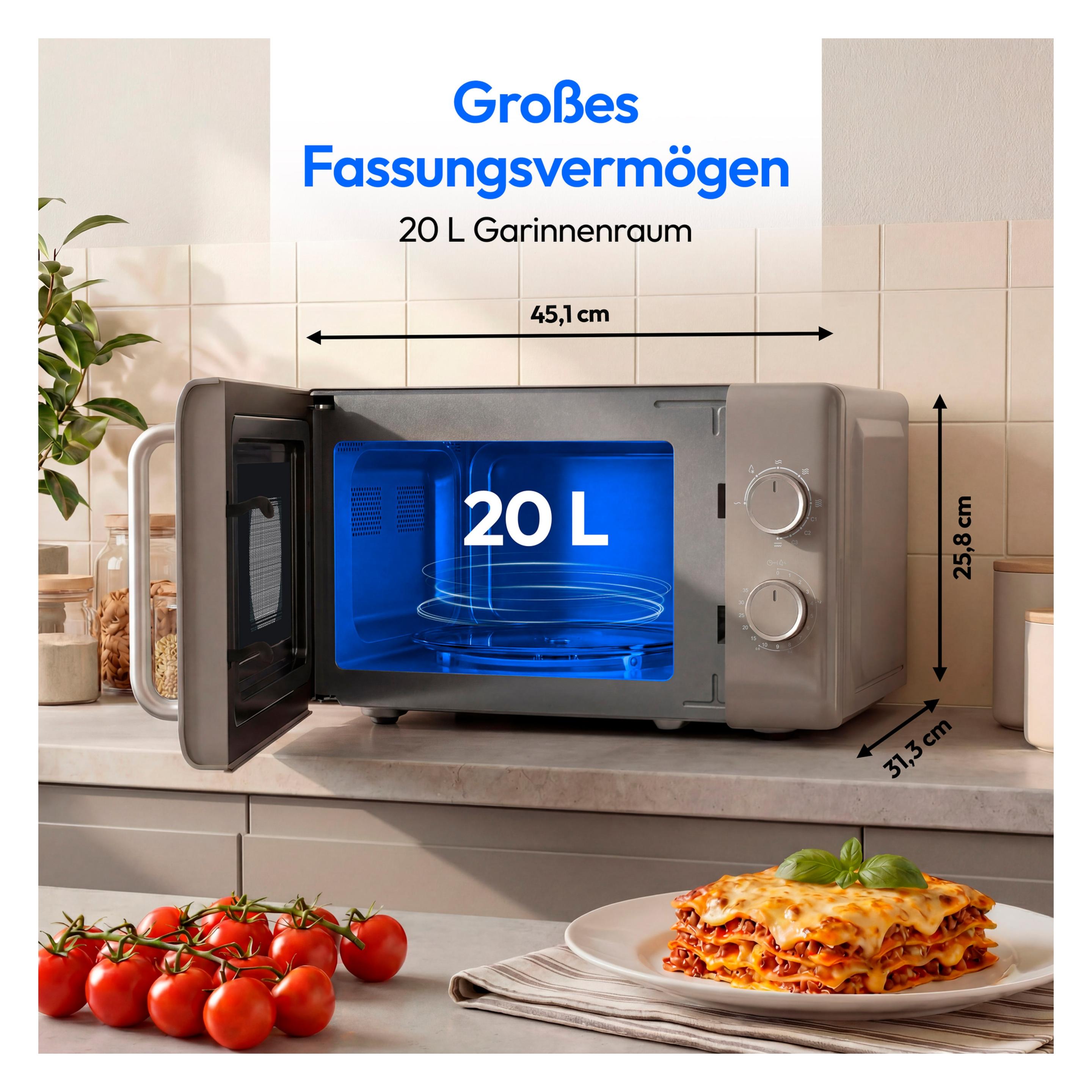 Medion MD100119 Retro Mikrowelle grau 800W 20L (20 l) (50079803A1)
