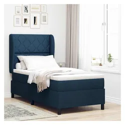vidaXL, Boxspringbett, Boxspringbett Mit Matratze Stoff Blau (90 x 190 cm)
