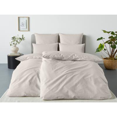 Bettwäsche OTTO HOME "Sari2 in Seersucker Qualität ideal für Sommer, Baumwolle", beige, B/L: 135cm x 200cm, 1 Stk., 1 Stk., Seersucker, B/L: 80cm x 40cm, 2, Seersucker, Obermaterial: 100% Baumwolle, Bettwäsche, Bettwäsche, uni Bettwäsche mit...