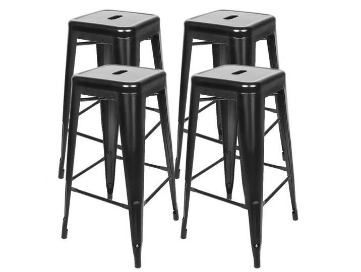 Lot de 4 chaise haute empilable pour cuisines restaurants hôtels salles de formation traiteurs etc. 42*42*76cm noir.