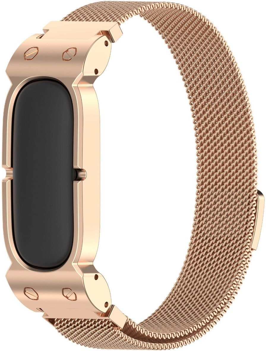 INF Magnetisches Milanese-Edelstahlarmband, kompatibel mit Google Fitbit Air — Roségold, verstellbar Länge 20.4cm x Breite 1.8cm