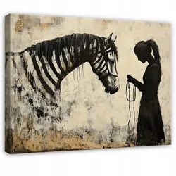 LEINWANDBILD Abstrakt Banksy Beige Modern Wohnzimmer 100x70